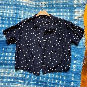 Rare Vintage 50s Cropped Polka dot top Small